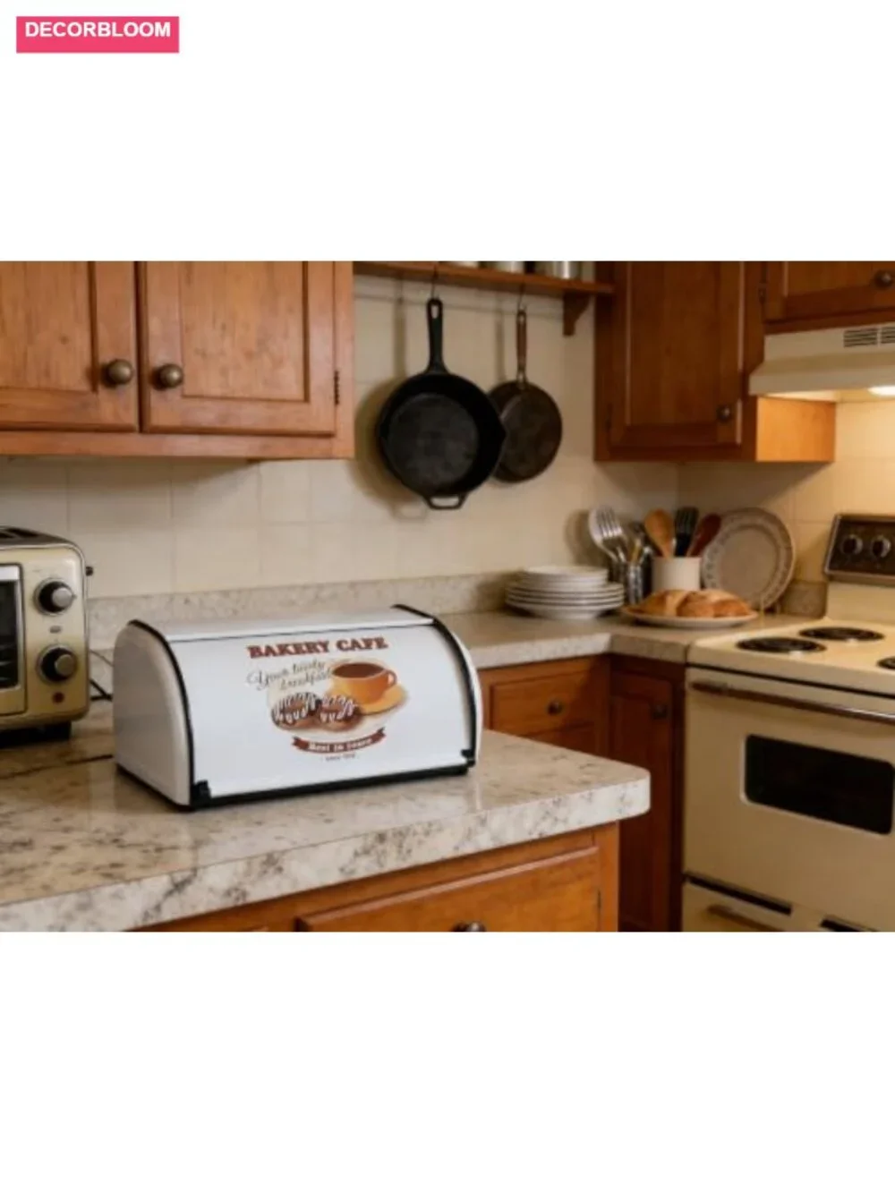 Metal Bread Box Roll Top Farmhouse Kitchen Storage Container
